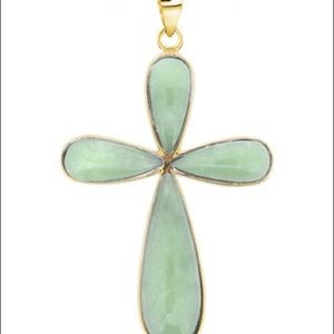 14KT jade cross necklace